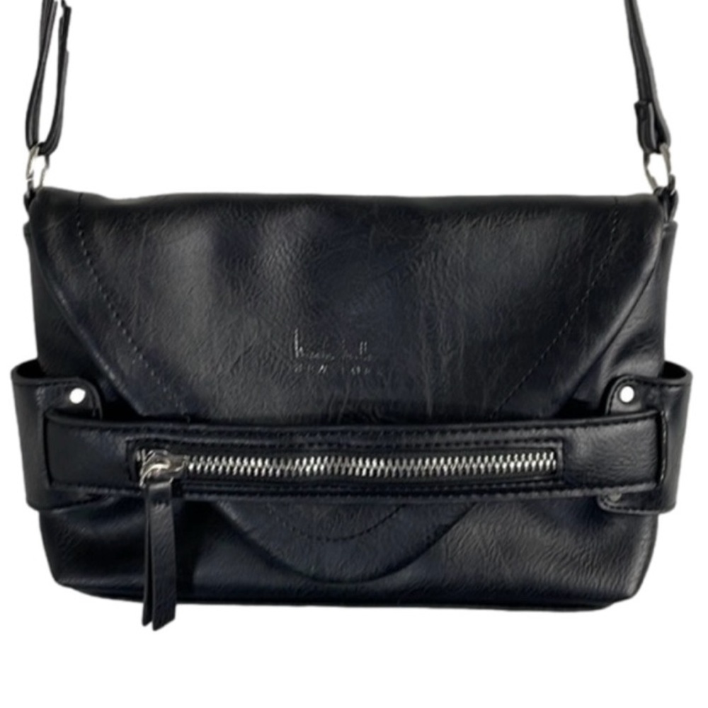 Nicole Miller New York Black Leather Designer Bag